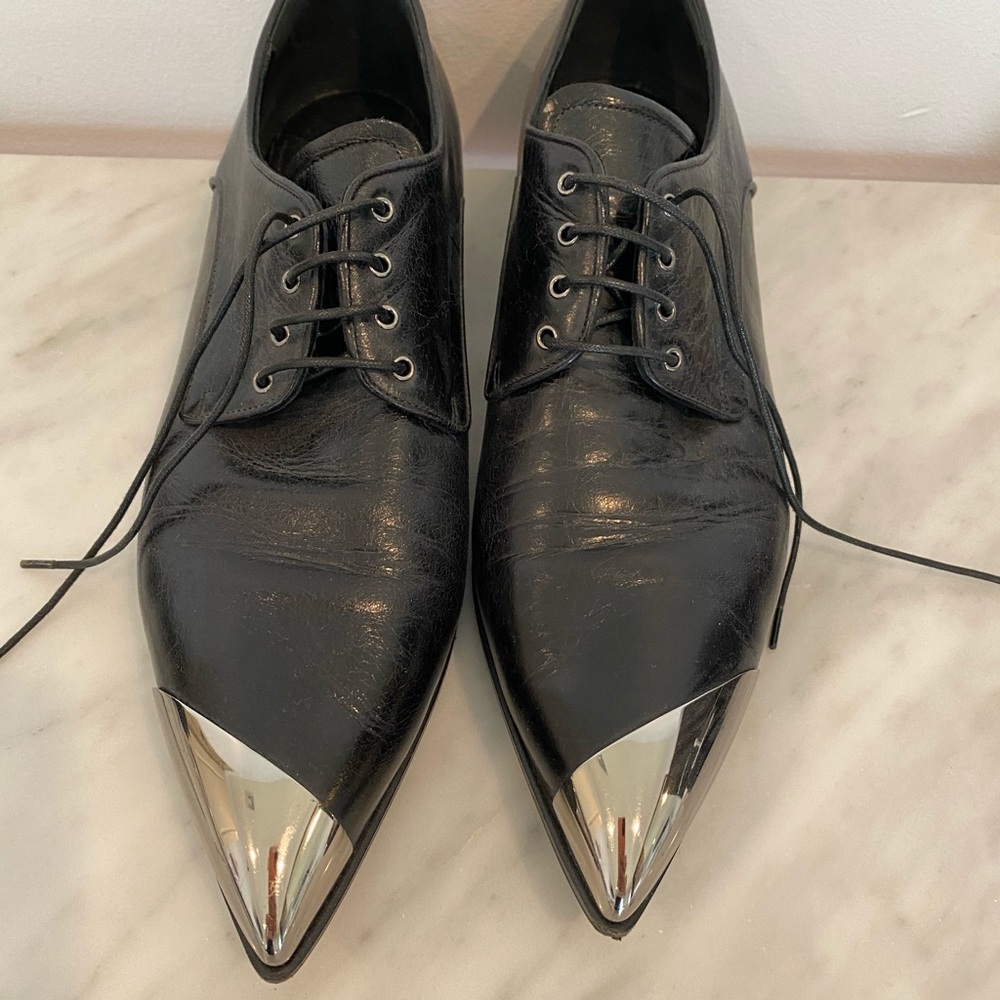 Miu Miu Asymmetric Metal Cap-Toe Oxford 37.5